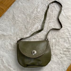 Vintage Olive Green Leather Crossbody Bag